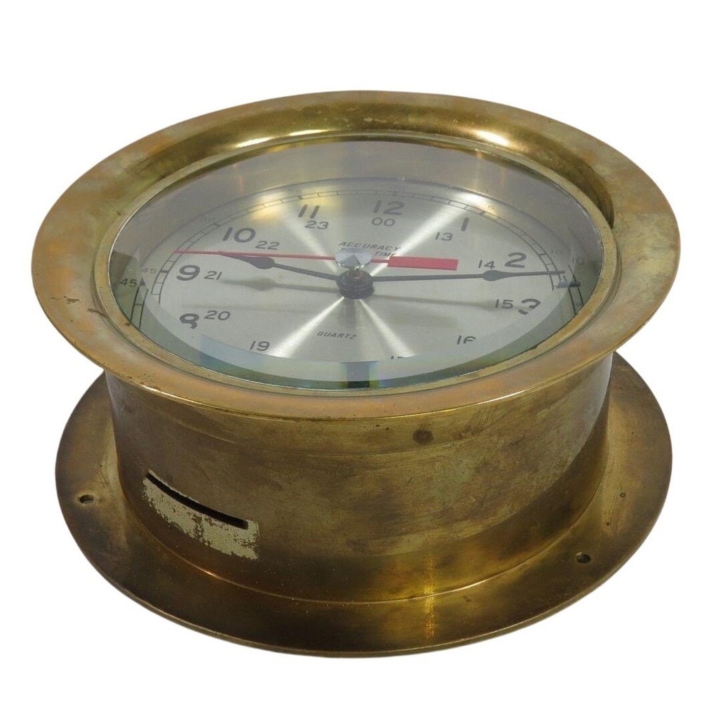 Vintage Hermle Brass Nautical Ships Clock West Germany 577-071 SG Quartz